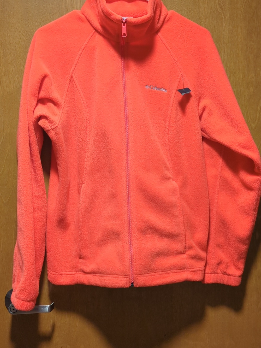 Columbia Orange Full Zip Jacket Medium Lightweight Zip Pockets High Neck